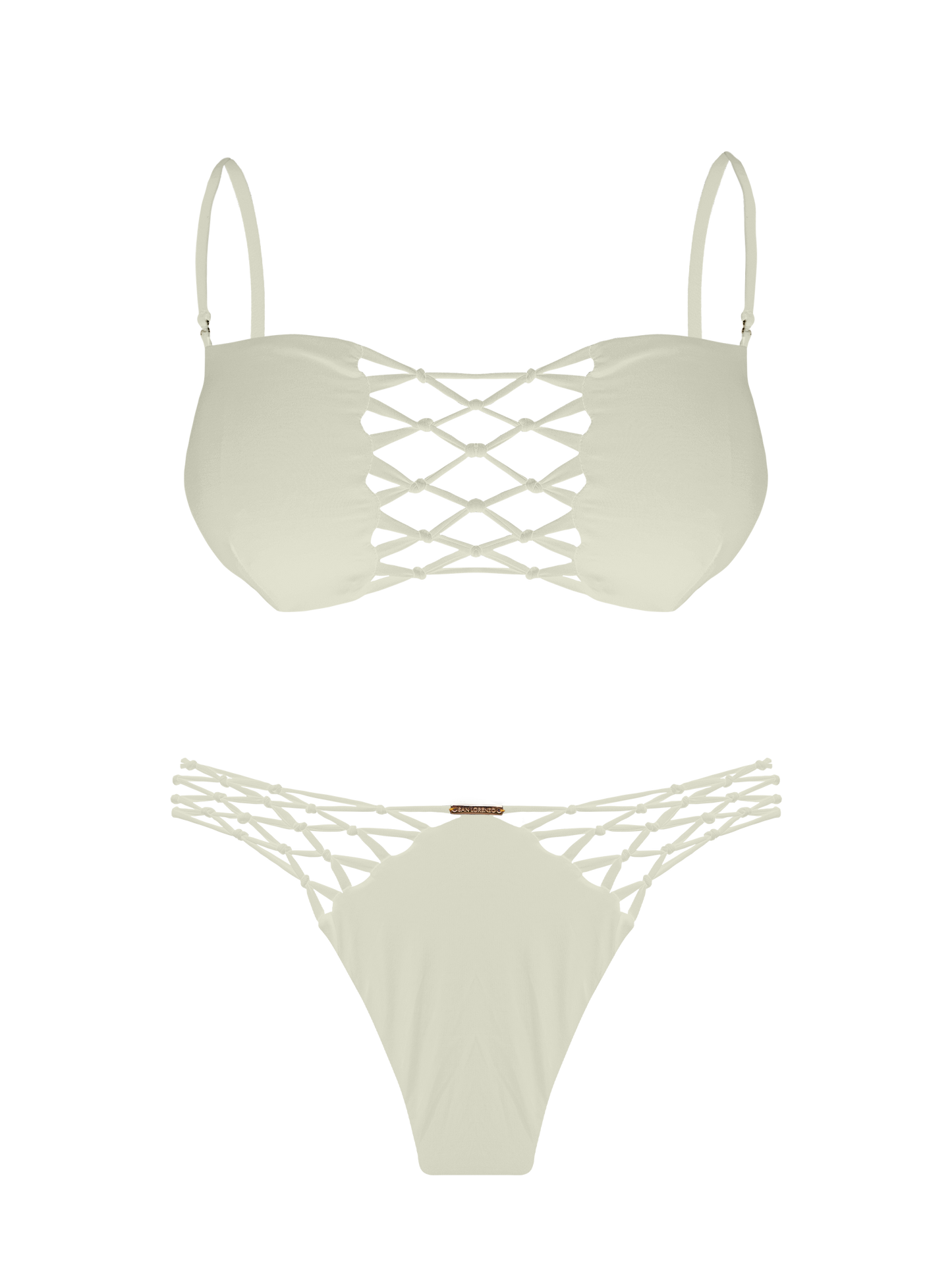 L'Amour Porcelain Interlace V-Knot Bikini Bottom