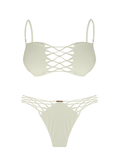 L'Amour Porcelain Interlace V-Knot Bikini Bottom