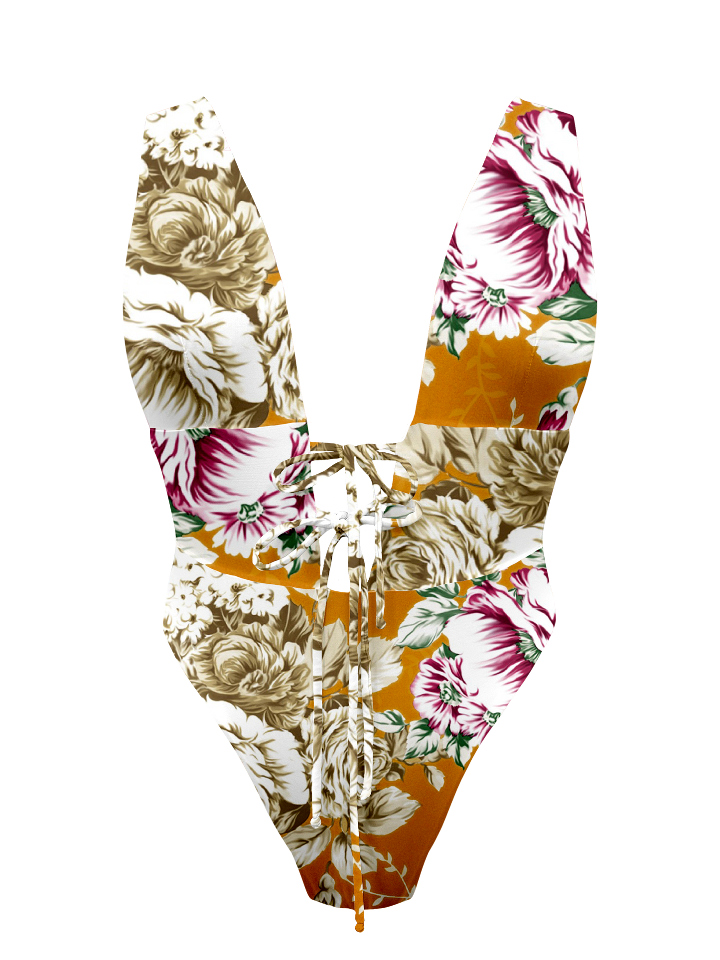 L'Amour Citrus Bloom Plunge Front Tie One Piece Bikini – San Lorenzo ...