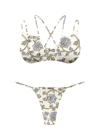 L'Amour Chantilly Lace Adjustable Thin Brief Bikini Bottom