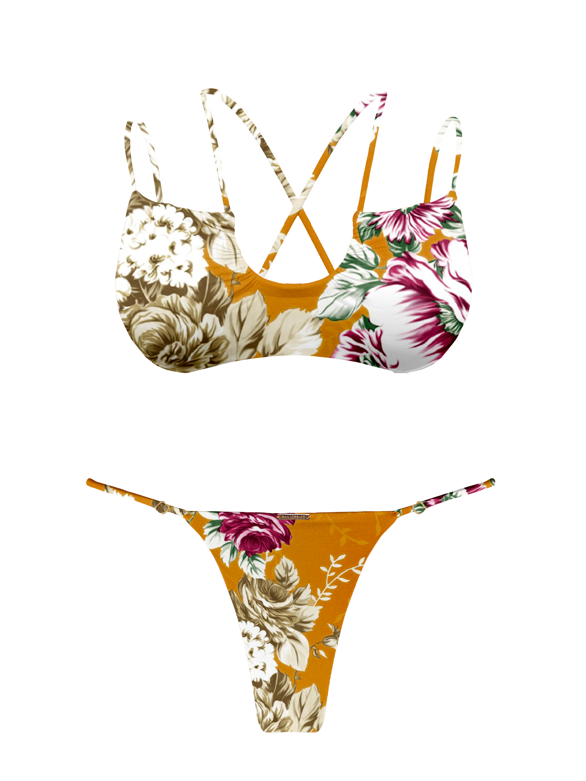 L'Amour Citrus Bloom Adjustable Thin Brief Bikini Bottom
