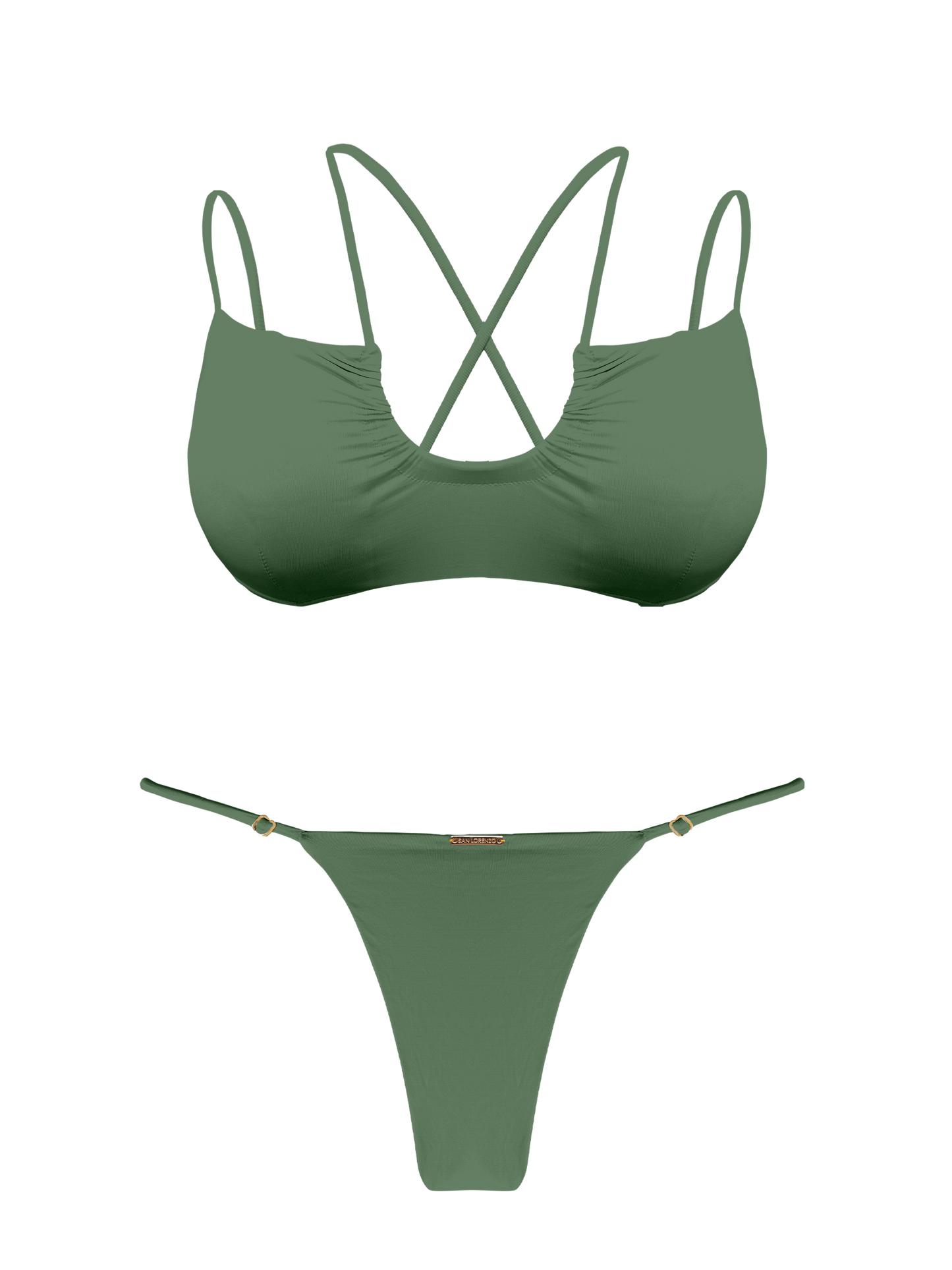 L'Amour Moss Scoop Double String Bikini Top