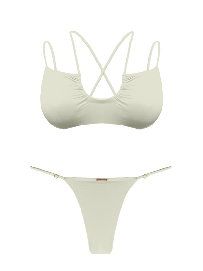 L'Amour Porcelain Scoop Double String Bikini Top