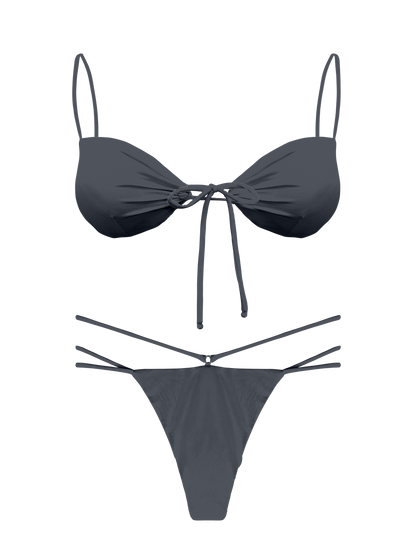 L'Amour Granite Tie Keyhole Bikini Top