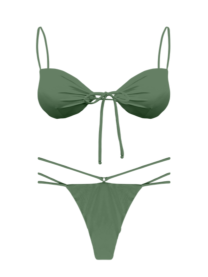 L'Amour Moss Tie Keyhole Bikini Top