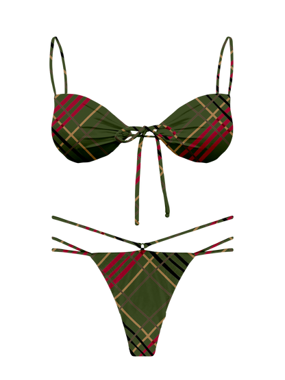 L'Amour Scottish Plaid Double String Thong Bikini Bottom