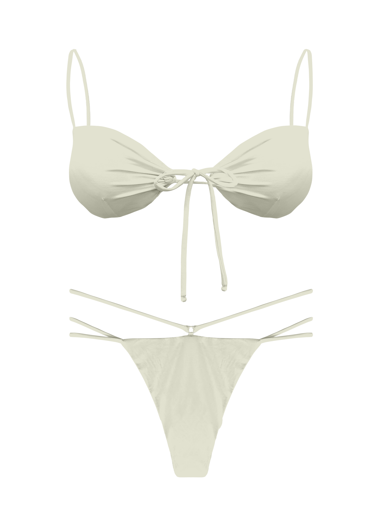 L'Amour Porcelain Tie Keyhole Bikini Top