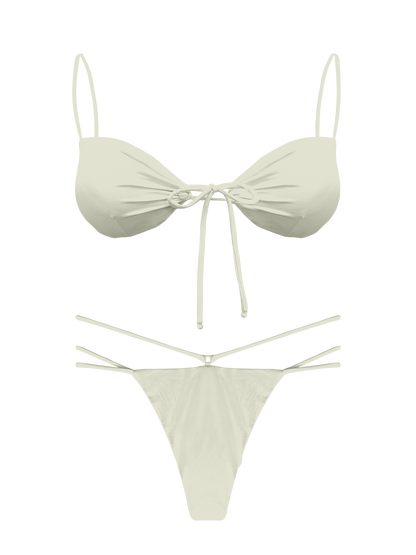 L'Amour Porcelain Tie Keyhole Bikini Top