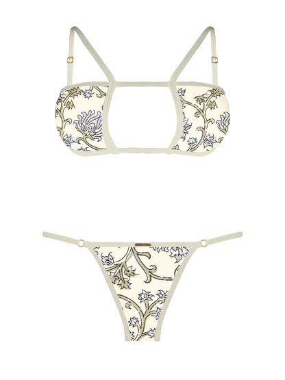 L'Amour Chantilly Lace Trim Keyhole Bikini Top