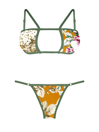 L'Amour Citrus Bloom Trim Keyhole Bikini Top