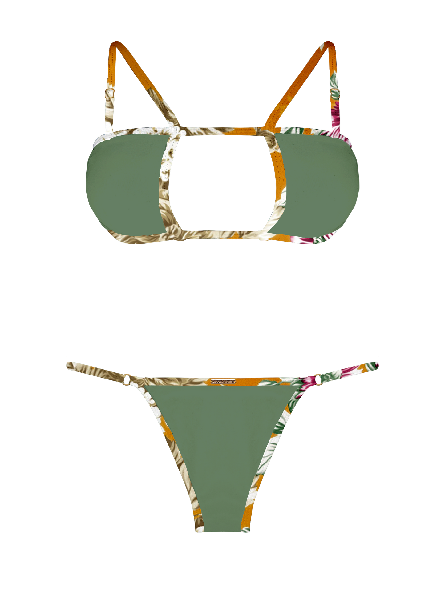 L'Amour Moss Trim Keyhole Bikini Top