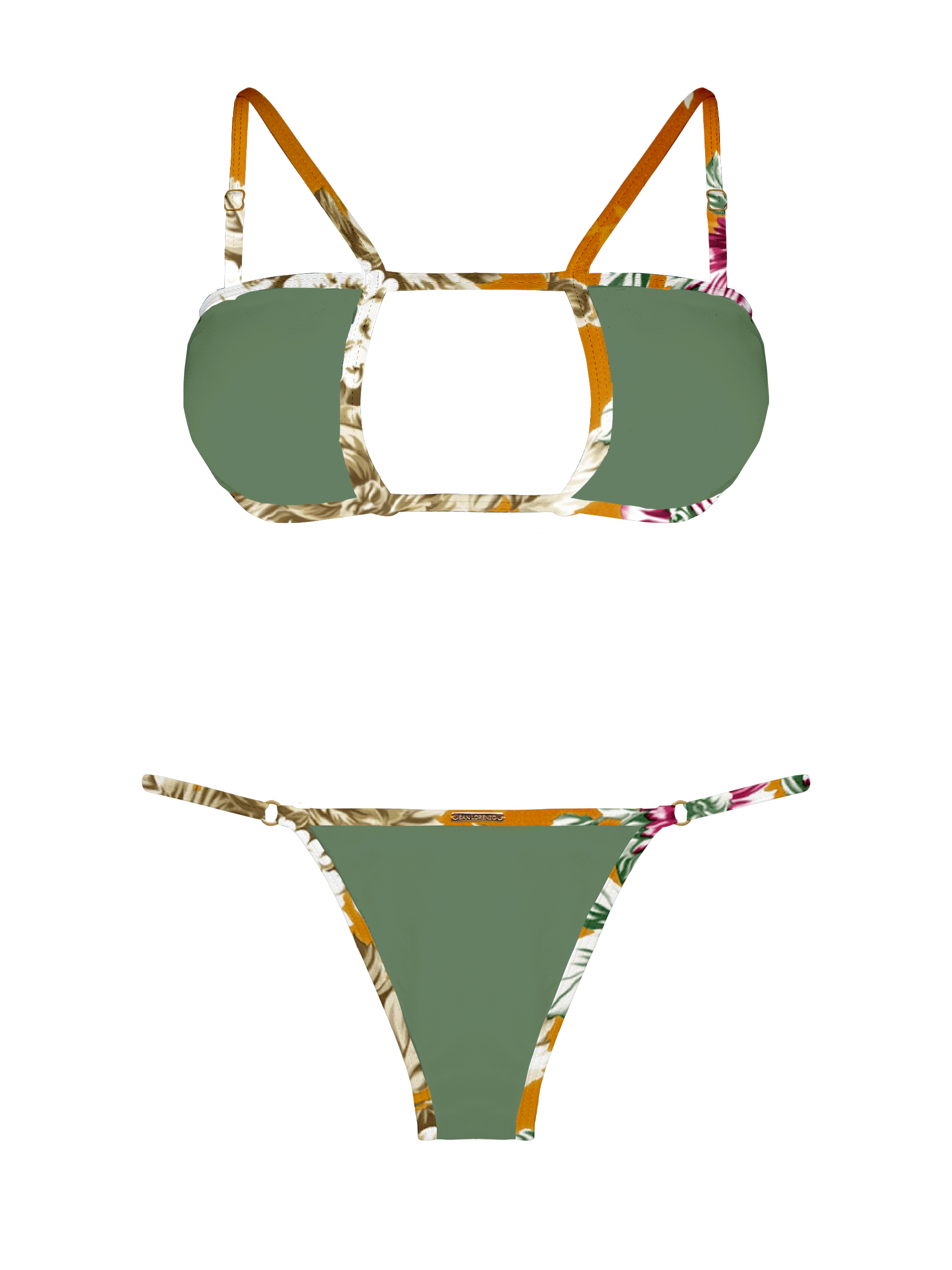L'Amour Moss Trim Keyhole Bikini Top