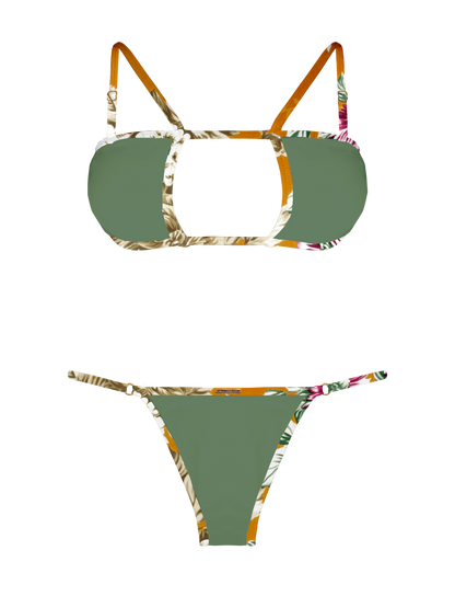 L'Amour Moss Trim Keyhole Bikini Top