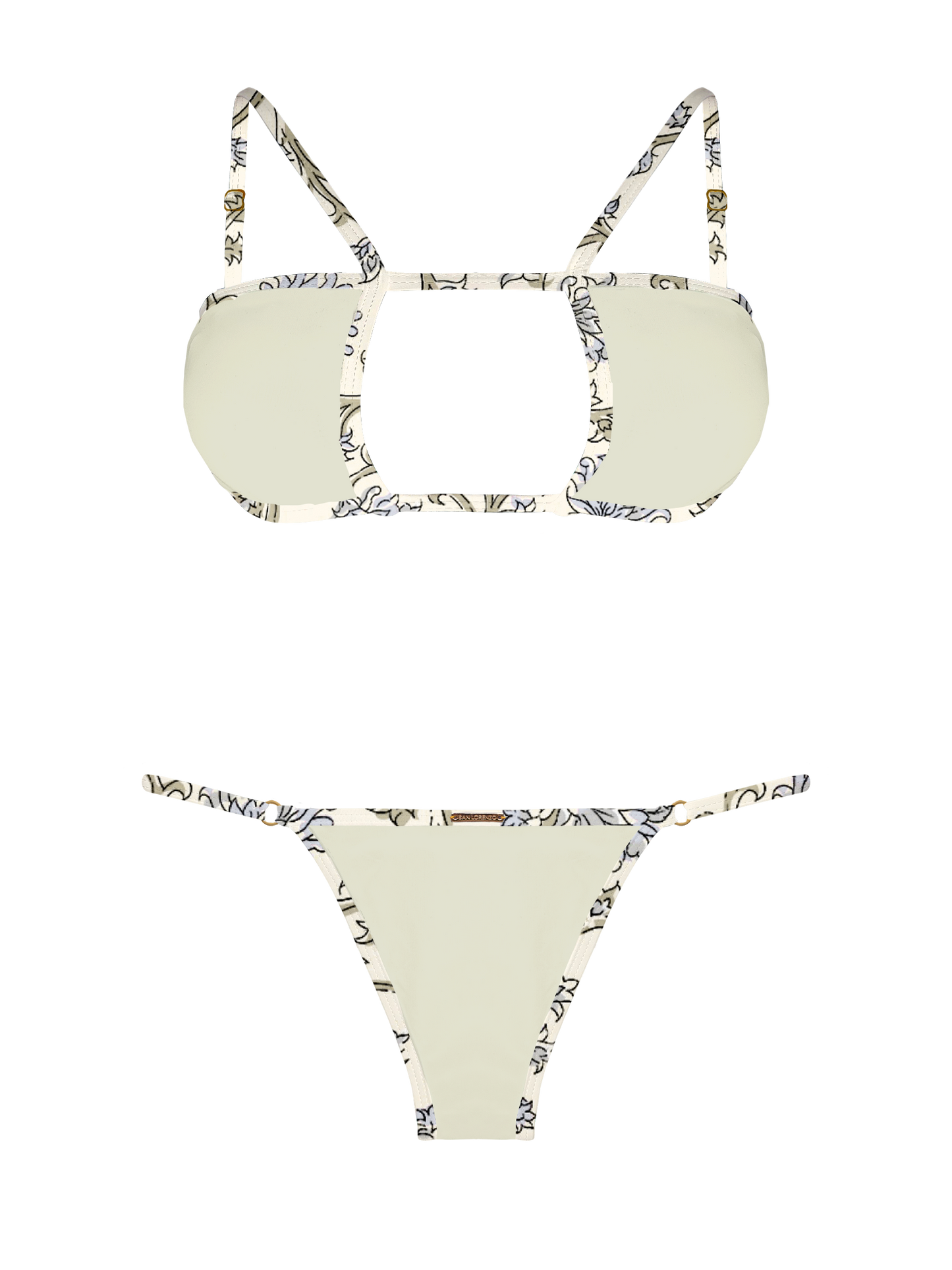 L'Amour Porcelain Trim Keyhole Bikini Top