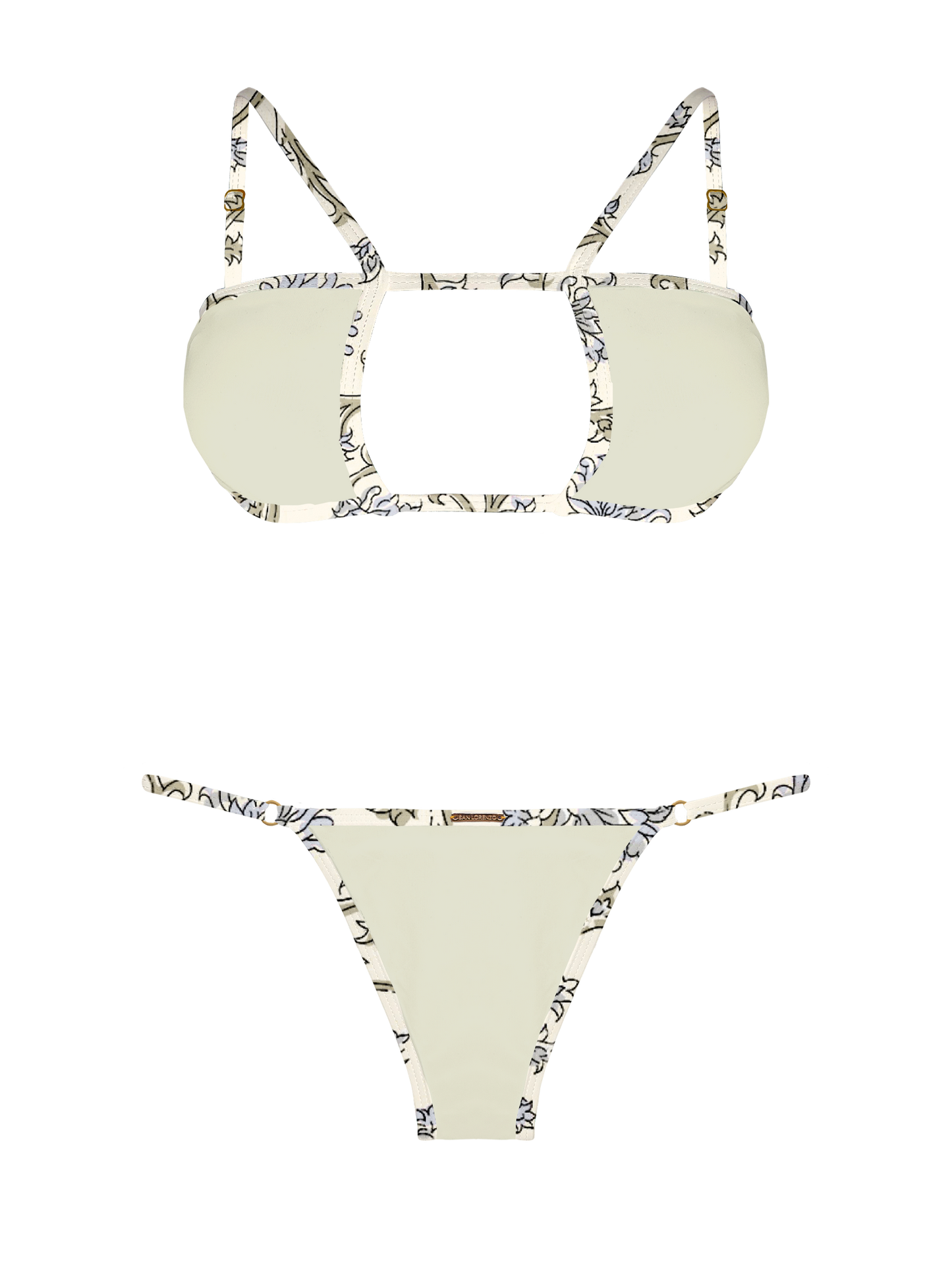 L'Amour Porcelain Trim Thin Brief Bikini Bottom