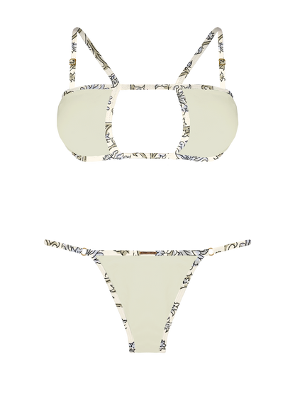 L'Amour Porcelain Trim Thin Brief Bikini Bottom