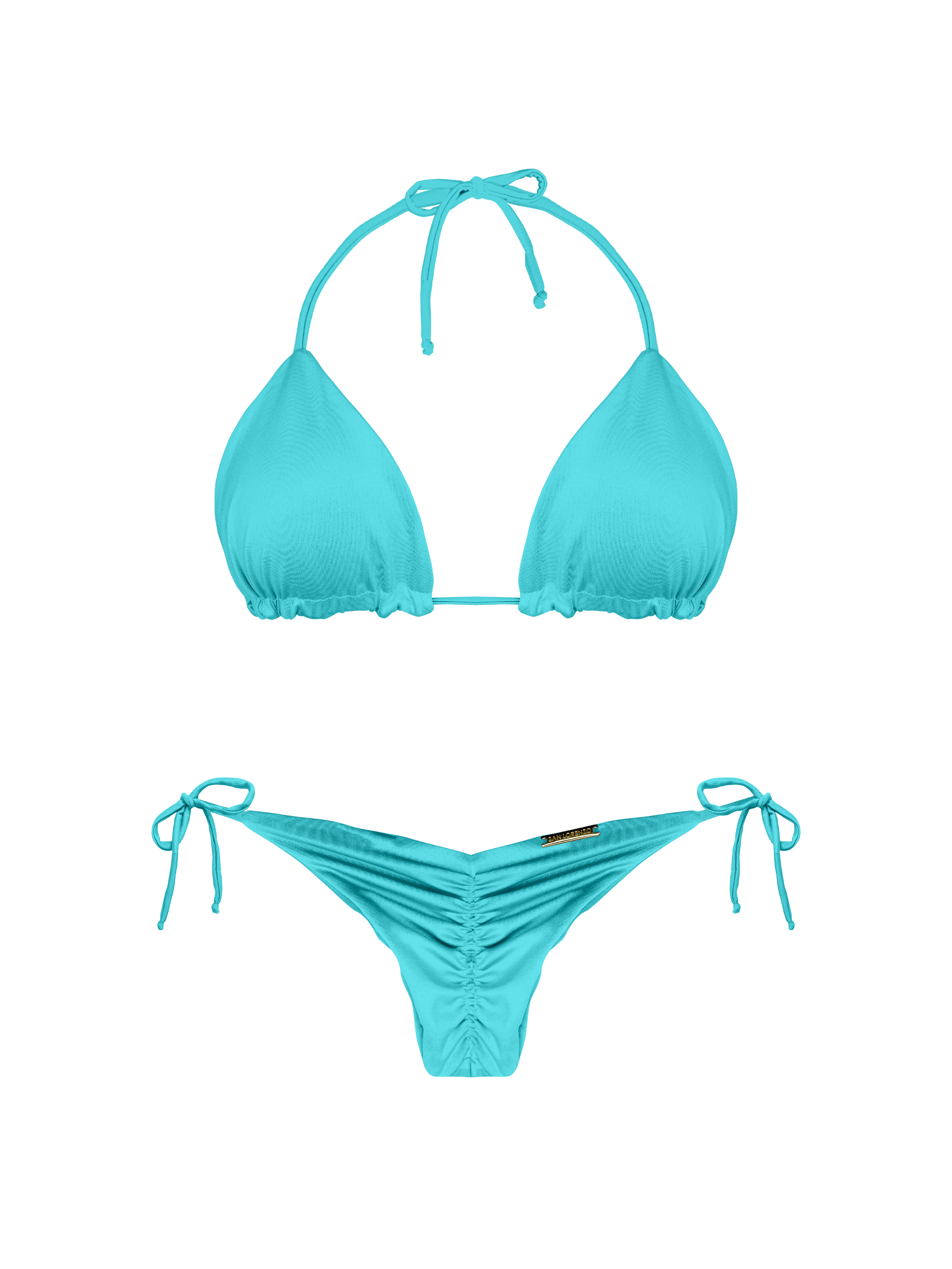 Essential Solids Oceanic Turquoise Rounded Triangle Bikini Top