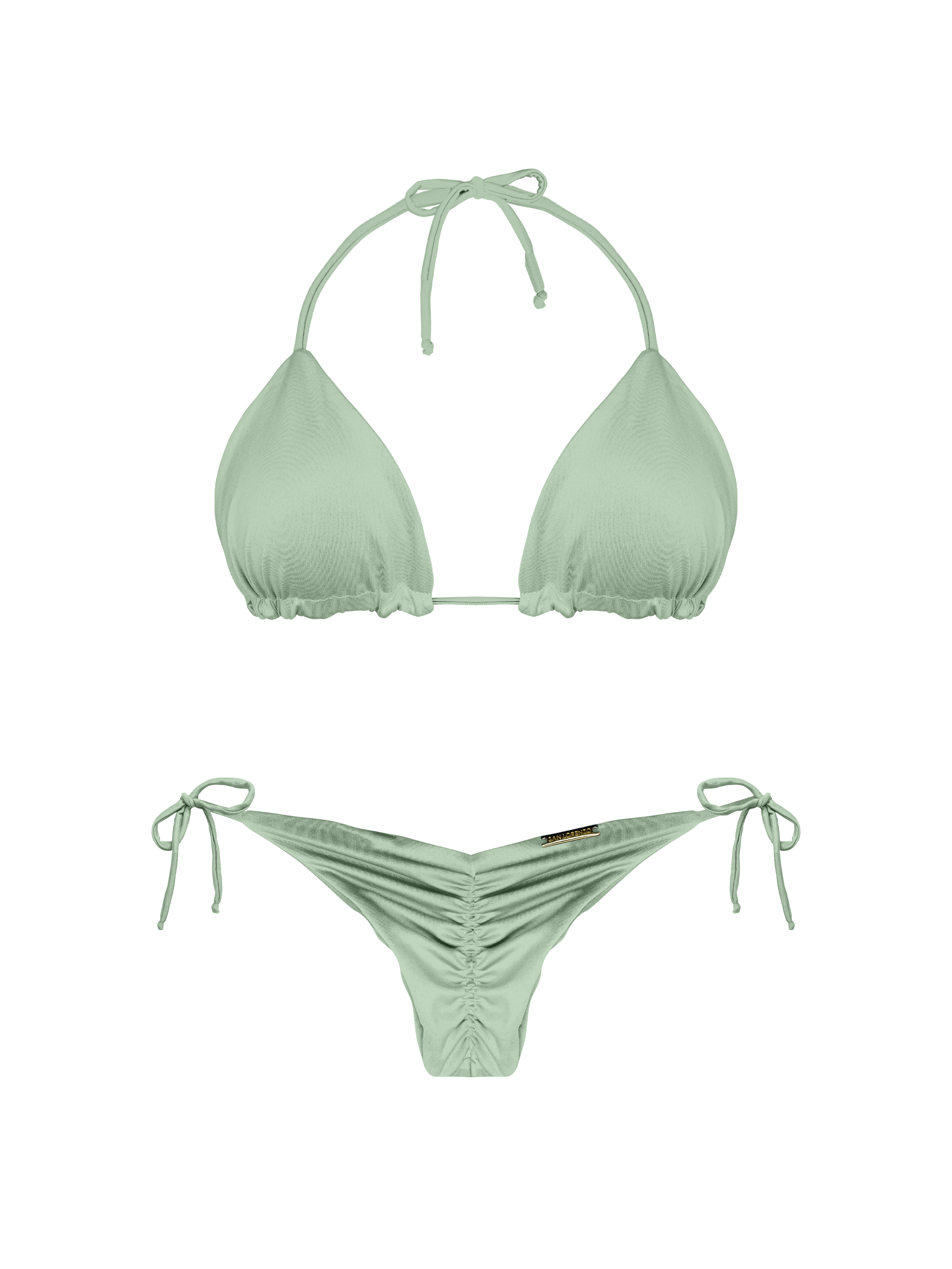 Essential Solids Moss Oasis Thin Scrunch Brief Bikini Bottom