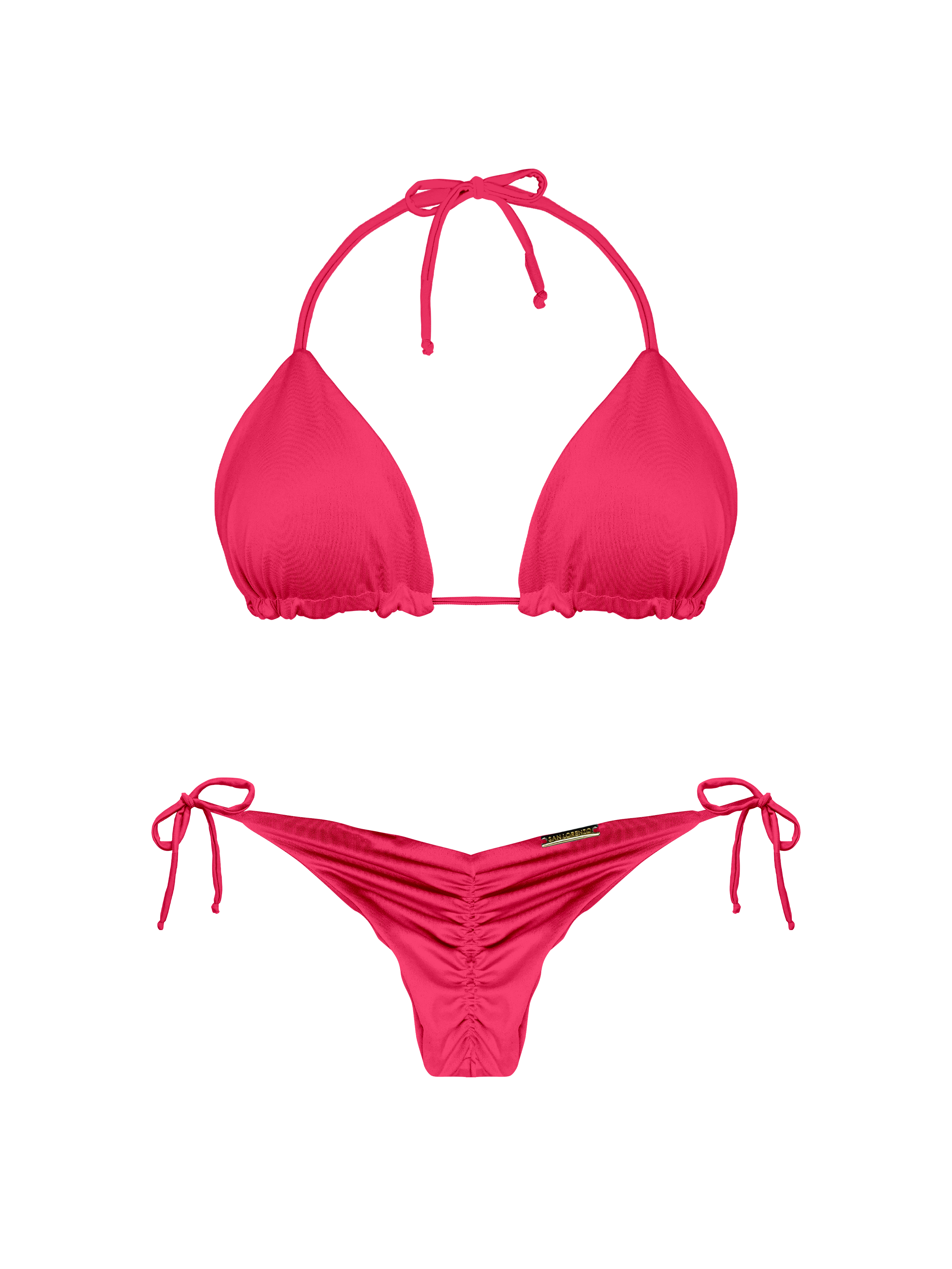 Essential Solids Pink Fusion Thin Scrunch Brief Bikini Bottom
