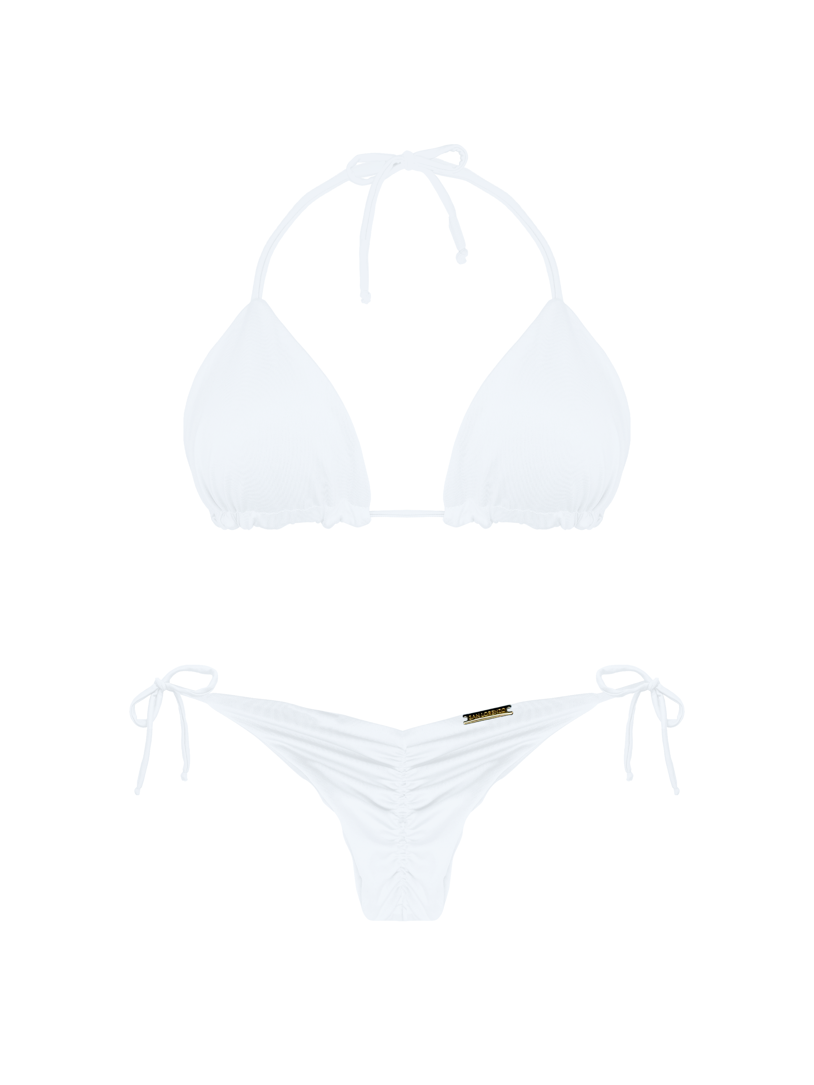 Essential Solids White Pearl Thin Scrunch Brief Bikini Bottom