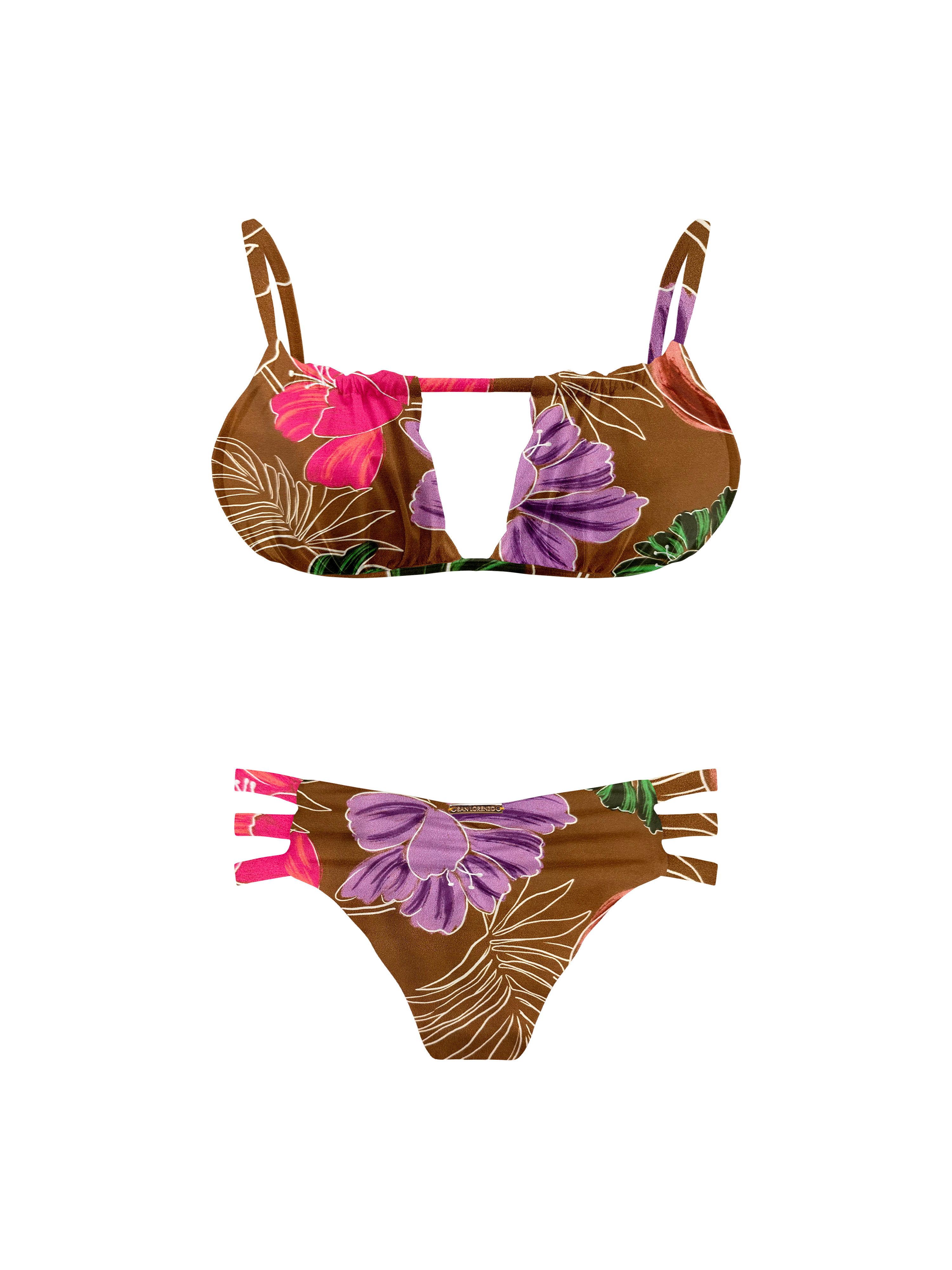 Kaia Wild Blossom Three Strap Ruched Bikini Bottom
