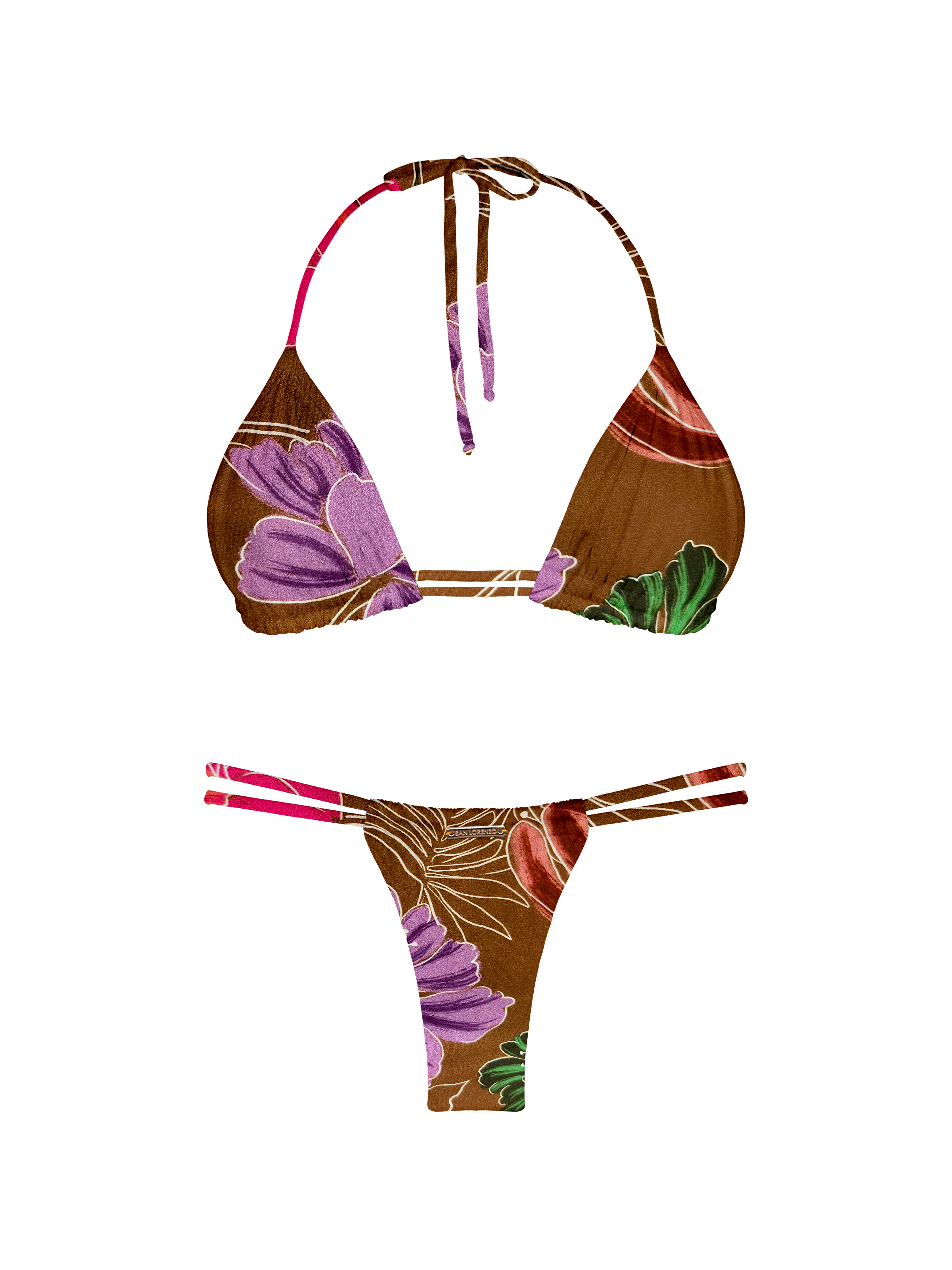 Kaia Wild Blossom Double Loop String Halter Bikini Top