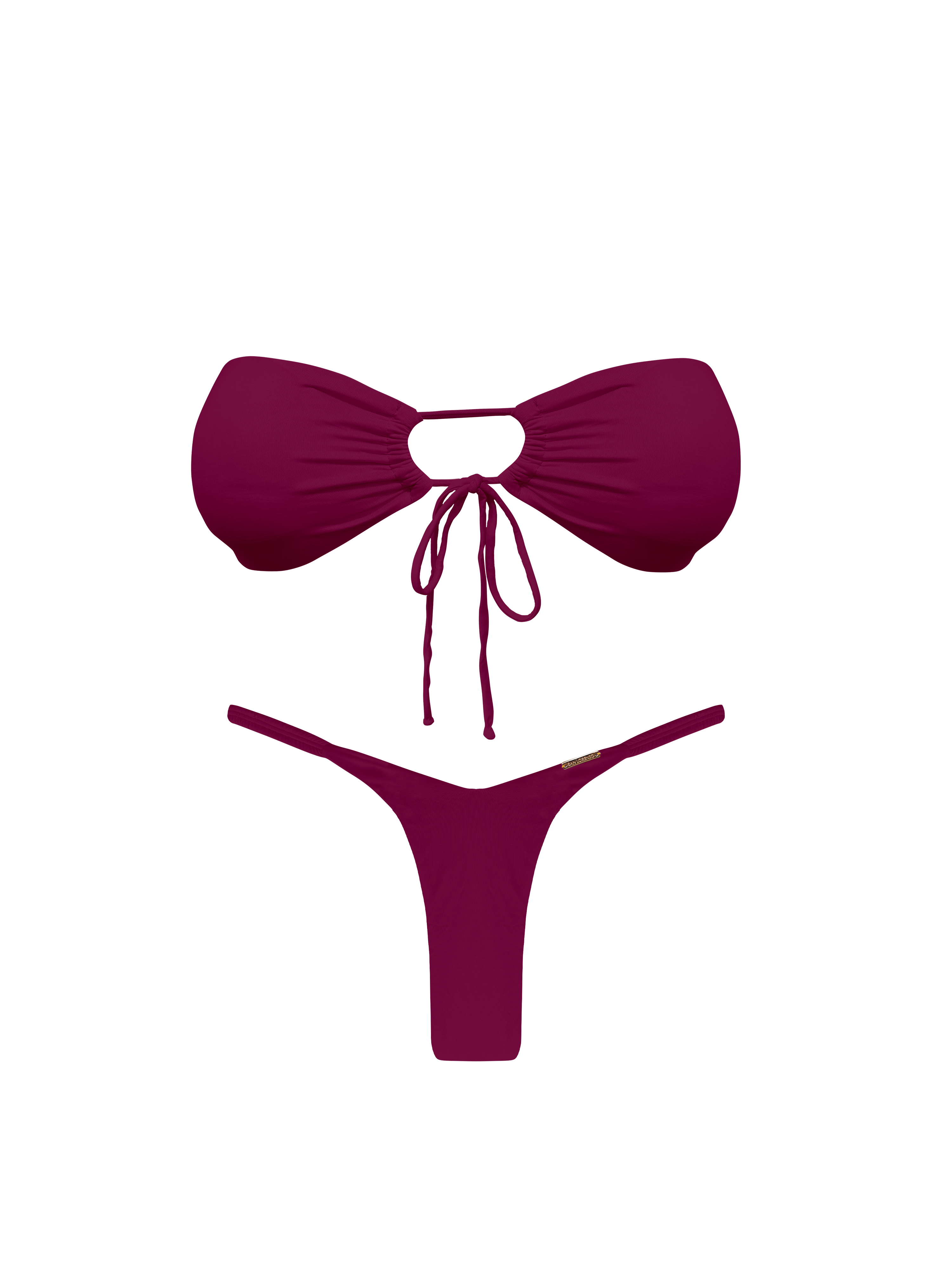 Kaia Mahogany Thin Garder Thong Bikini Bottom