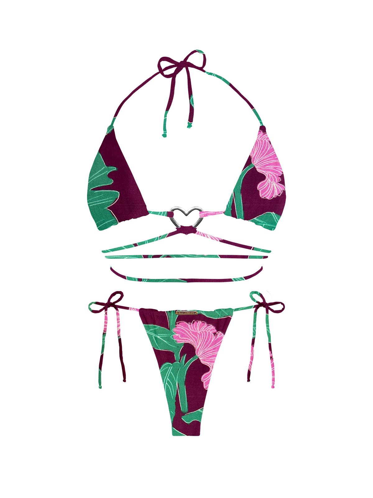 Kaia Floral Plum Multi String Bikini Top – San Lorenzo Bikinis