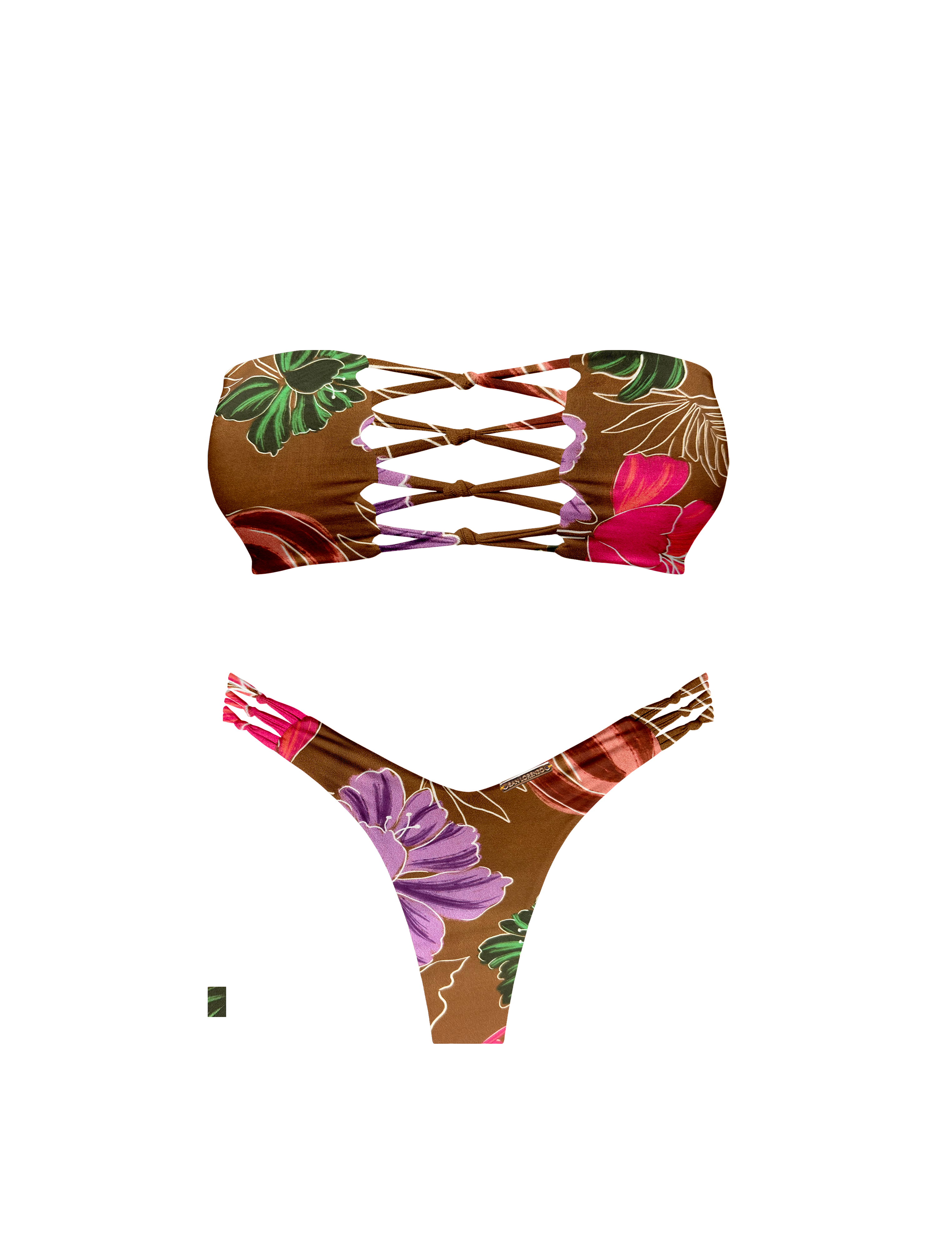 Kaia Wild Blossom Braided Thong Bikini Bottom