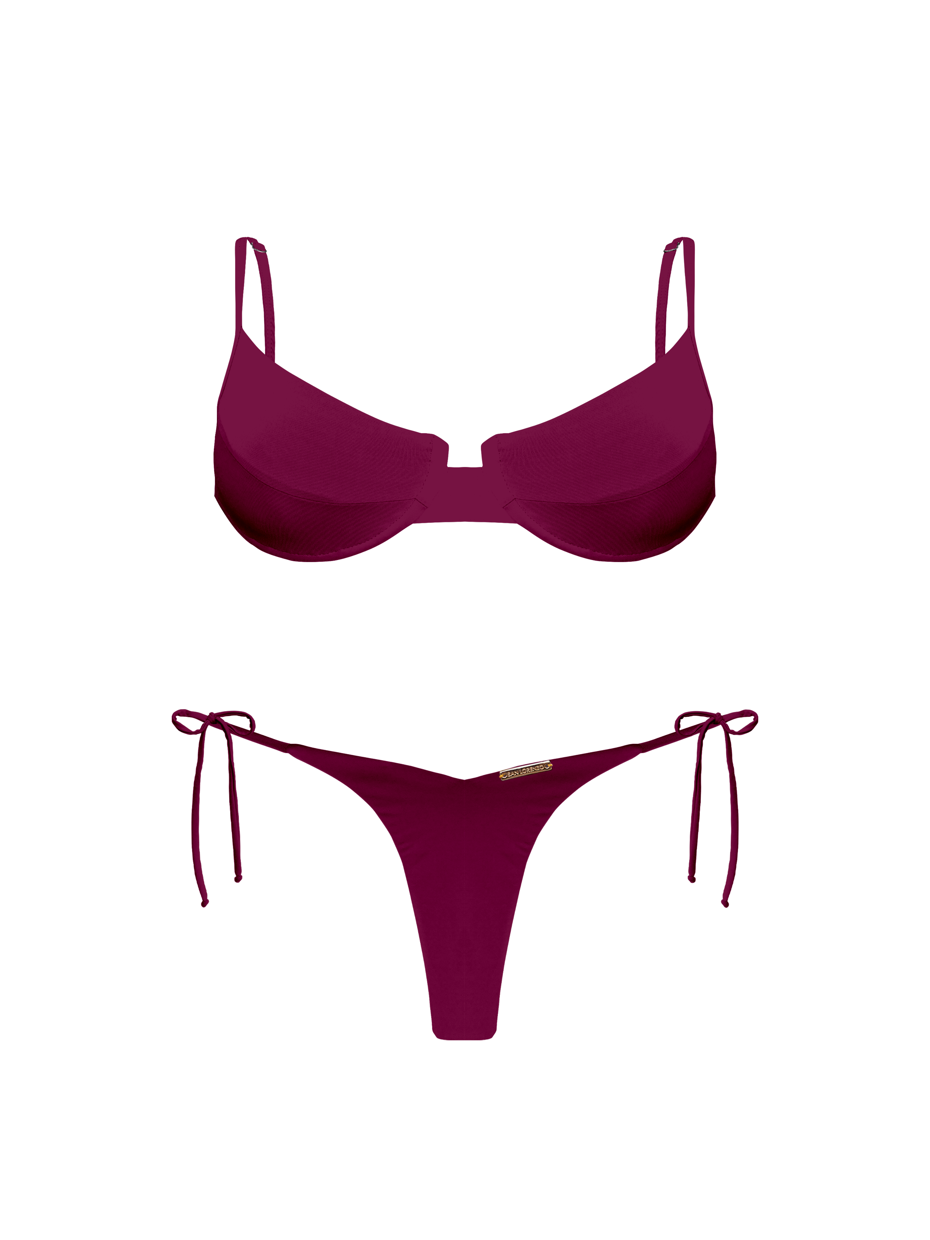 Kaia Mahogany High Cut Side Tie Bikini Bottom