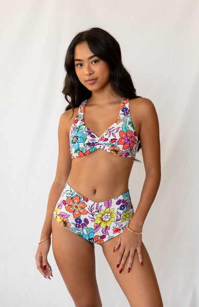 80's Muse Retro Flora Twisted Sport Bikini Top – San Lorenzo Bikinis