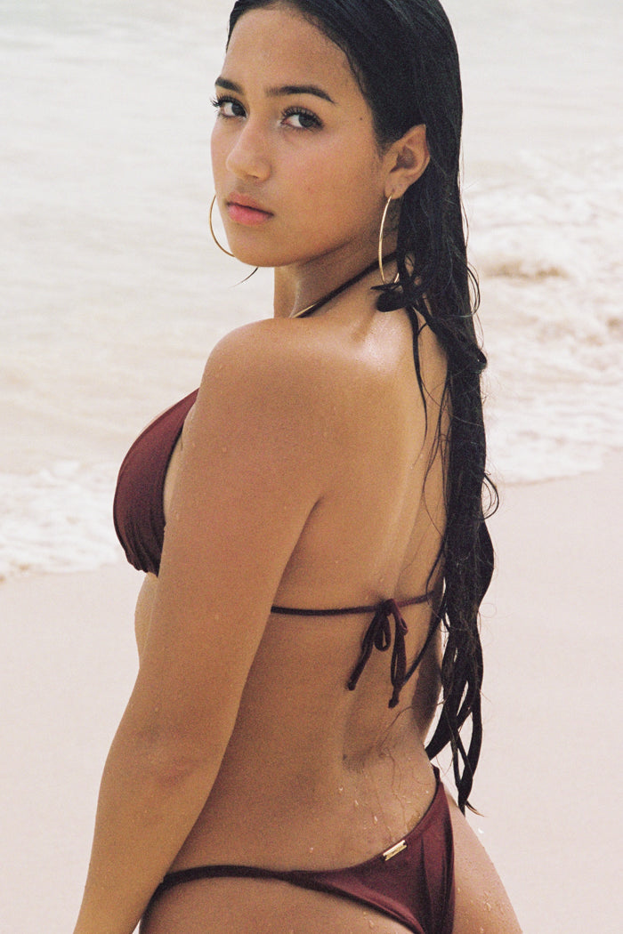Essential Solids Cocoa Bean Classic Triangle Bikini Top