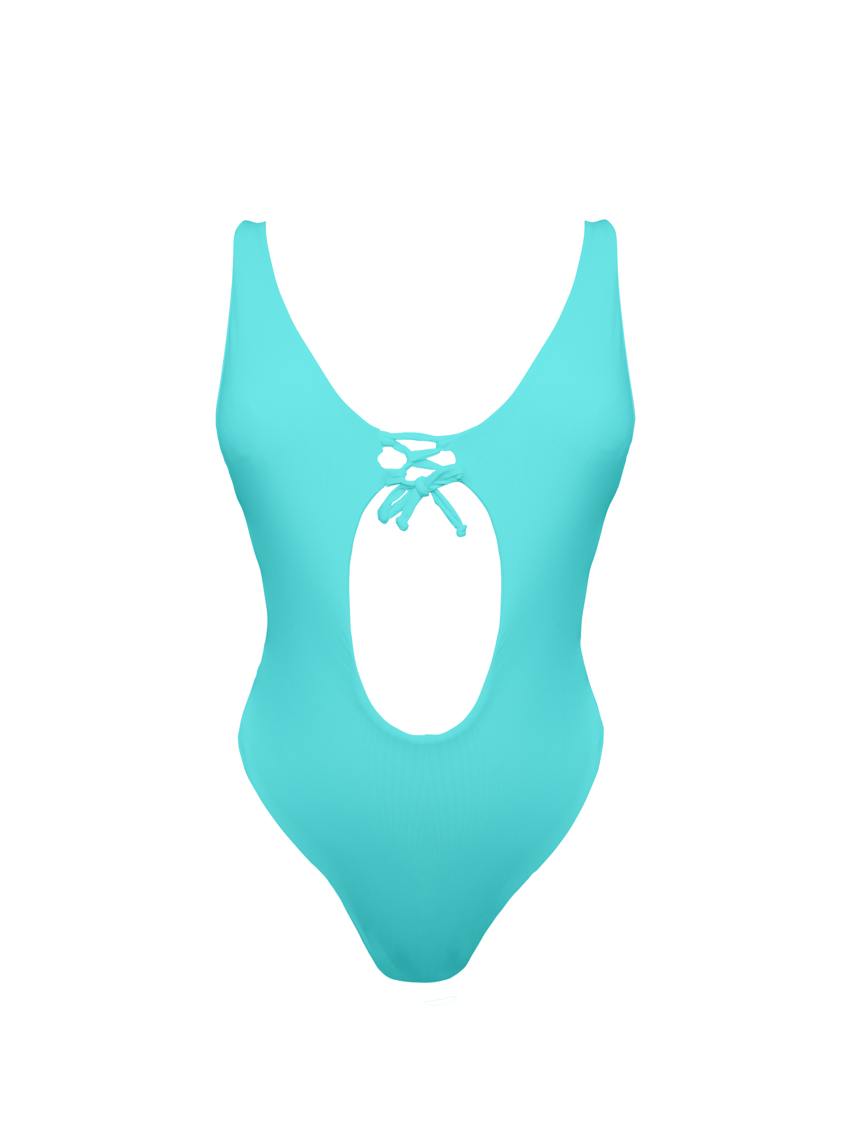 Moorea Azure Teal Lace Up Keyhole One Piece