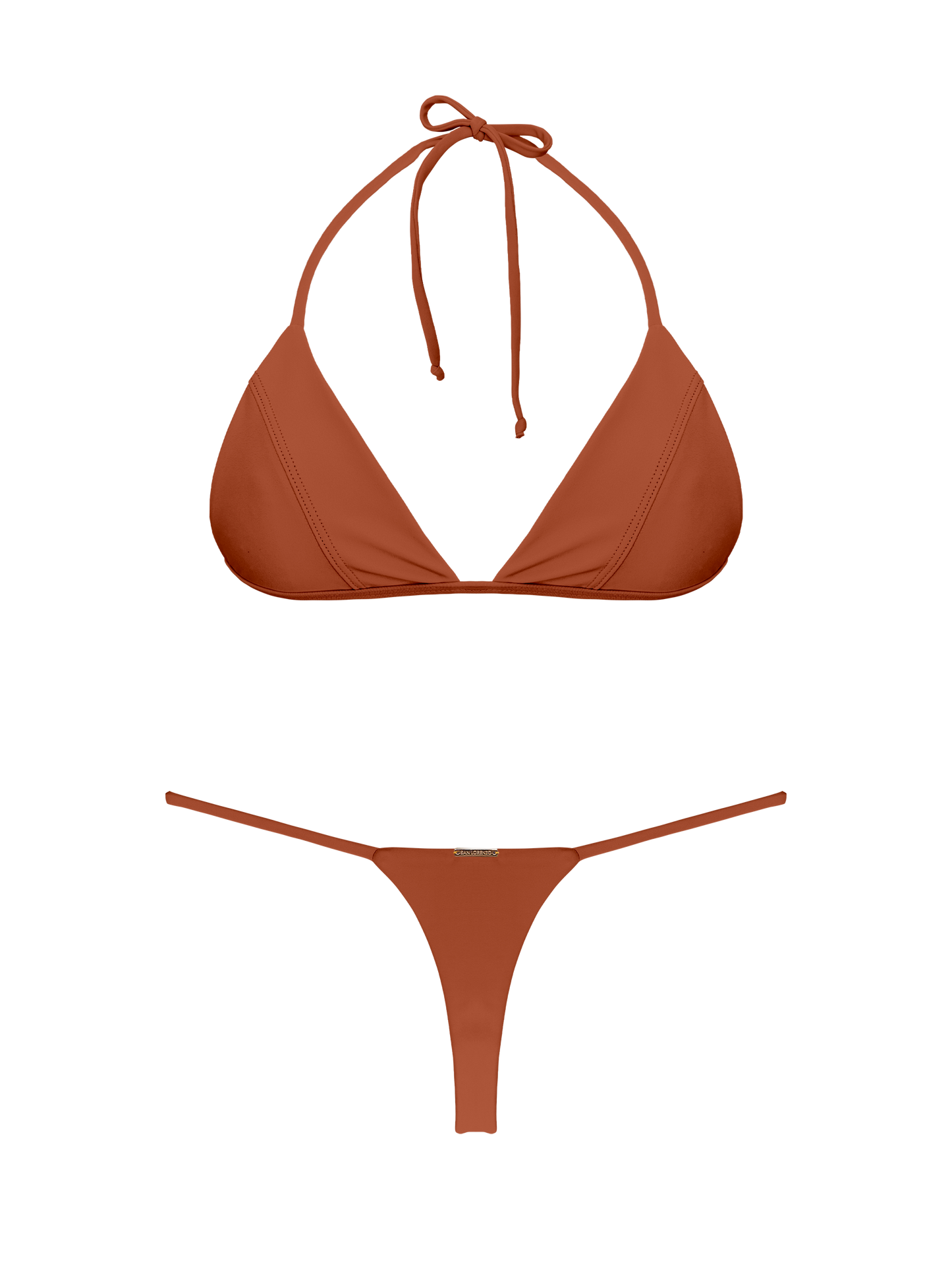 Coral Sunset Glow Thong Thin Brief Bikini Bottom