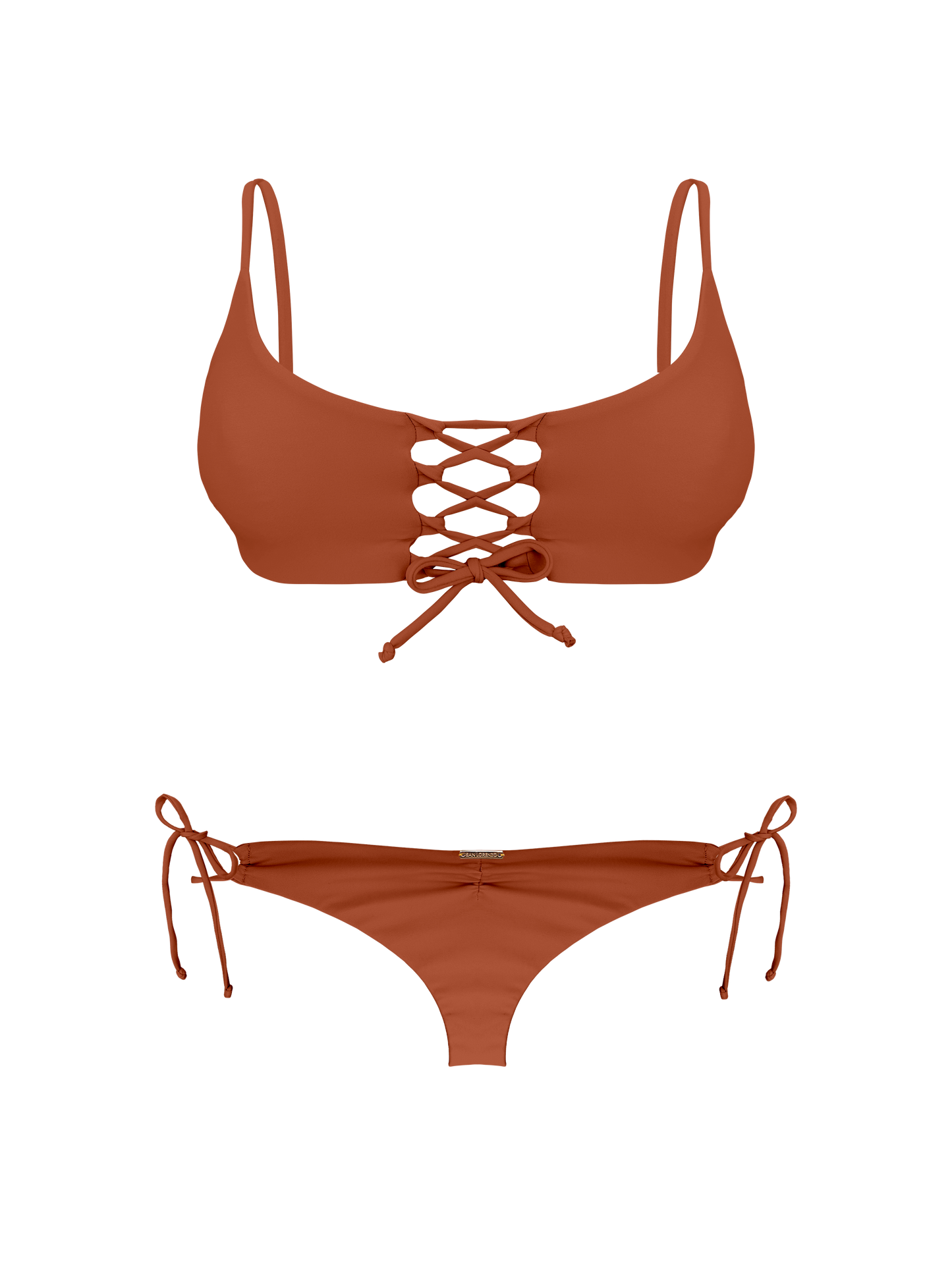 Coral Sunset Glow Thong Tie Loop Bikini Bottom