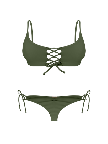Coral Minty Tropics Cross Front Loop Bikini Top