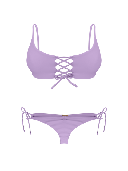 Coral Oceanic Lilac Cross Front Loop Bikini Top