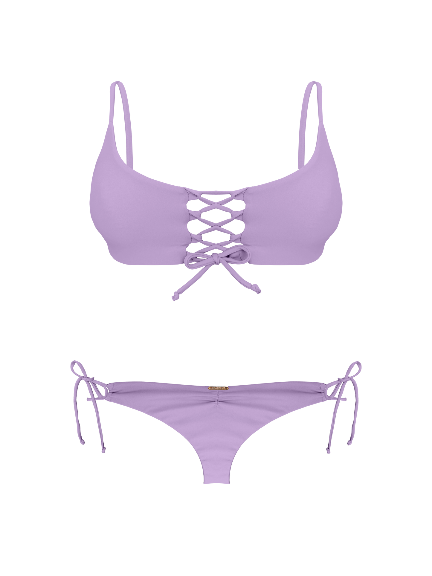Coral Oceanic Lilac Thong Tie Loop Bikini Bottom