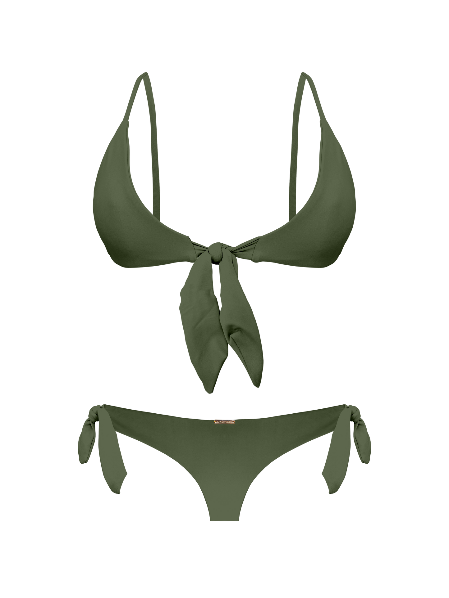 Coral Minty Tropics Front Tie Bralette Bikini Top