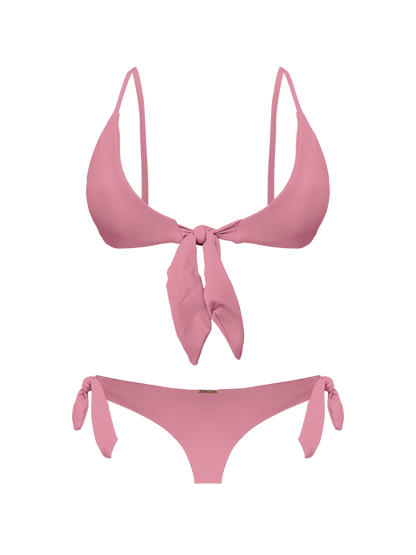 Coral Pink Sand Front Tie Bralette Bikini Top