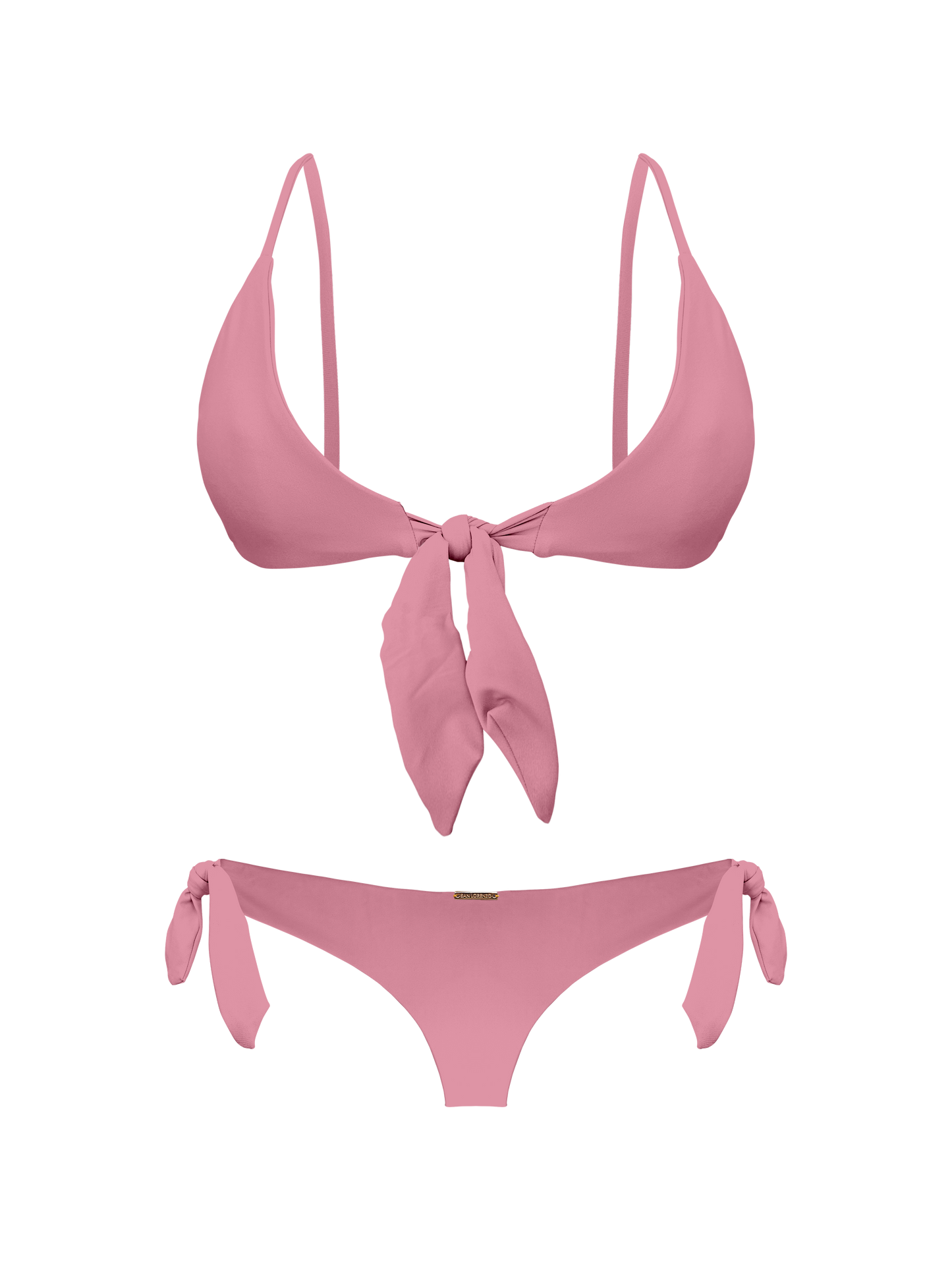 Coral Pink Sand Side Tie Thong Bikini Bottom