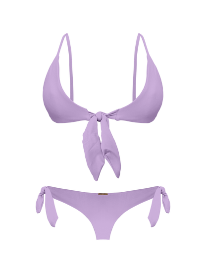 Coral Oceanic Lilac Front Tie Bralette Bikini Top