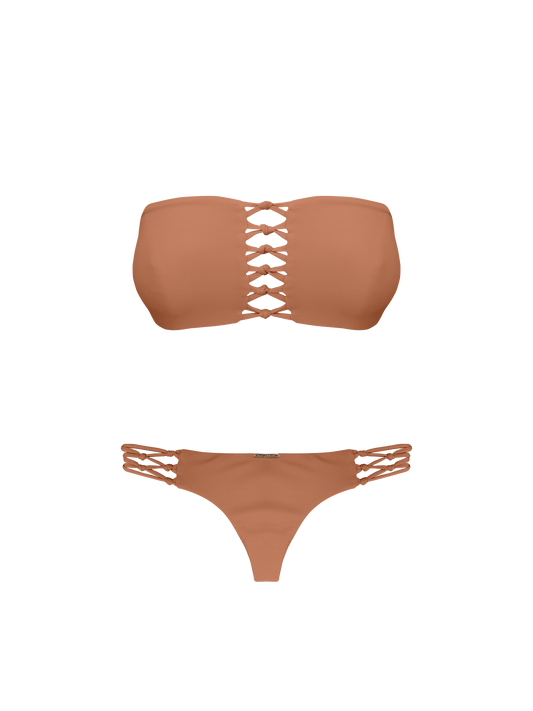 Coral Dune Sunset Braided Bandeau Bikini Top