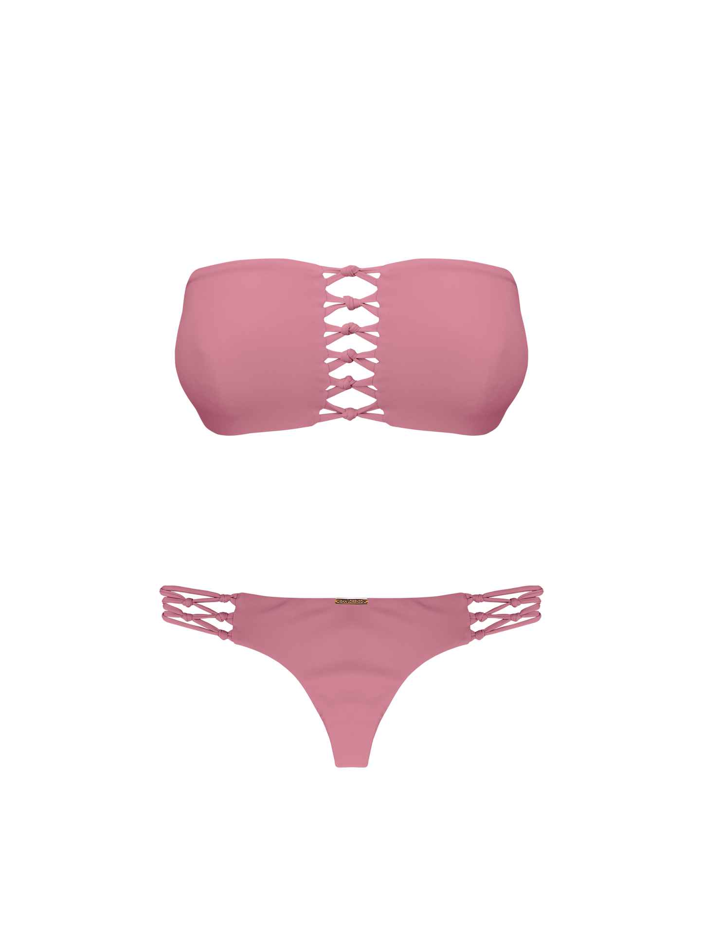 Coral Pink Sand Braided Bandeau Bikini Top