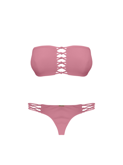 Coral Pink Sand Braided Bandeau Bikini Top