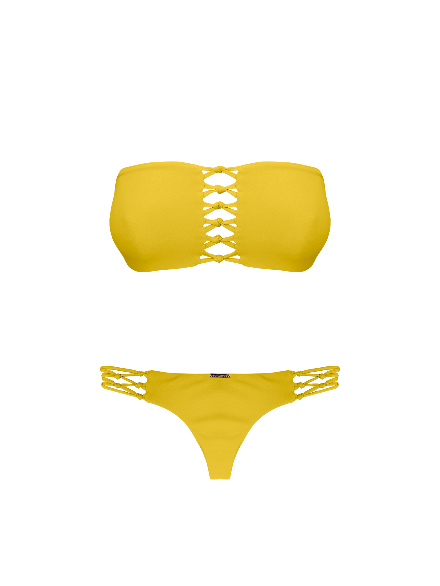 Coral Lemon Luster Braided Bandeau Bikini Top