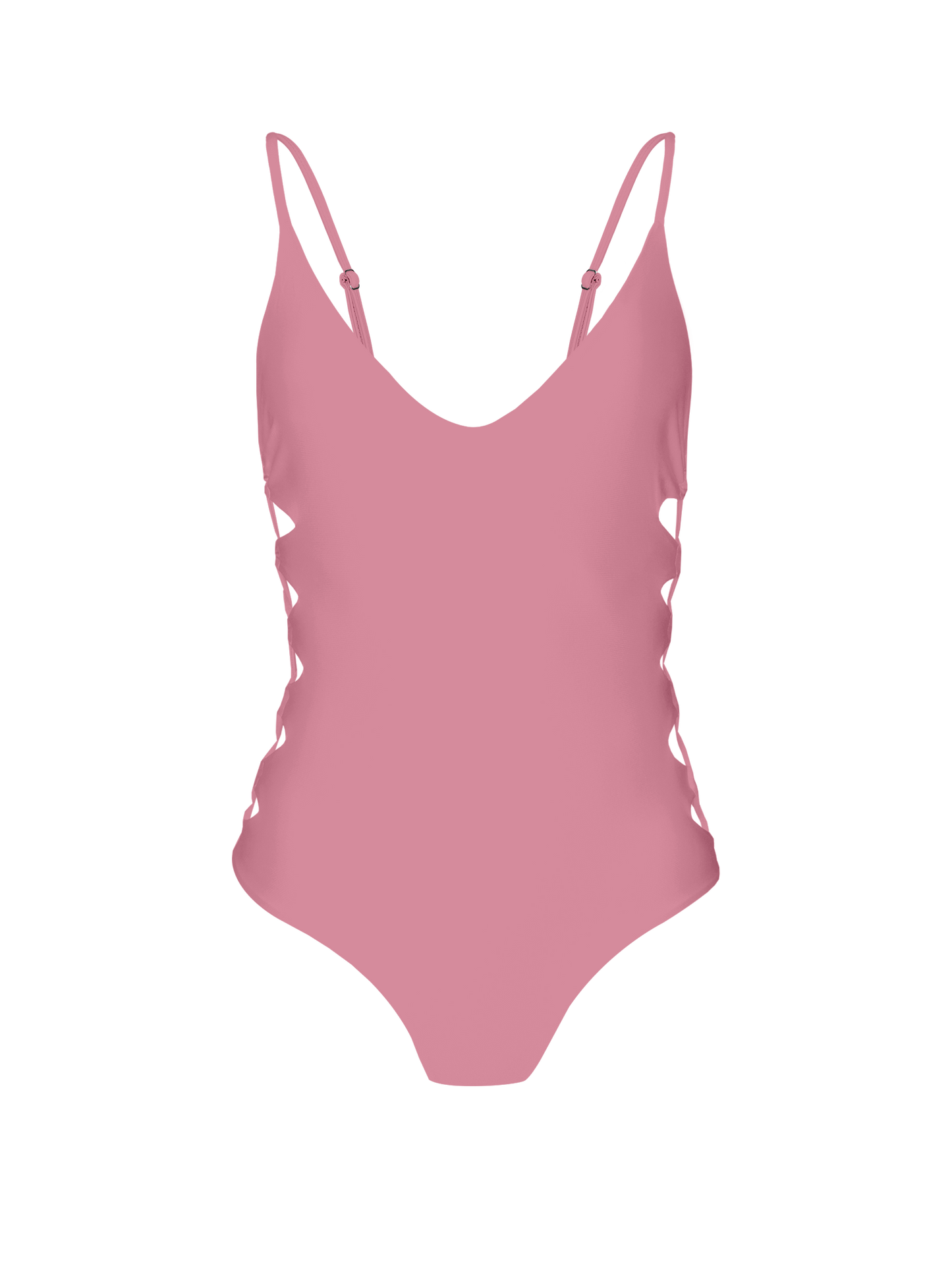 Coral Pink Sand Side Lace Up One Piece