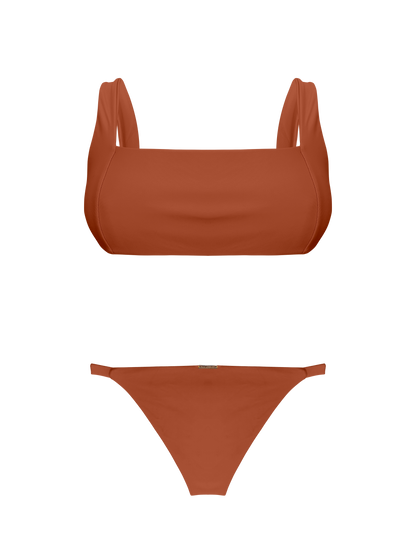 Coral Sunset Glow Retro Bikini Top