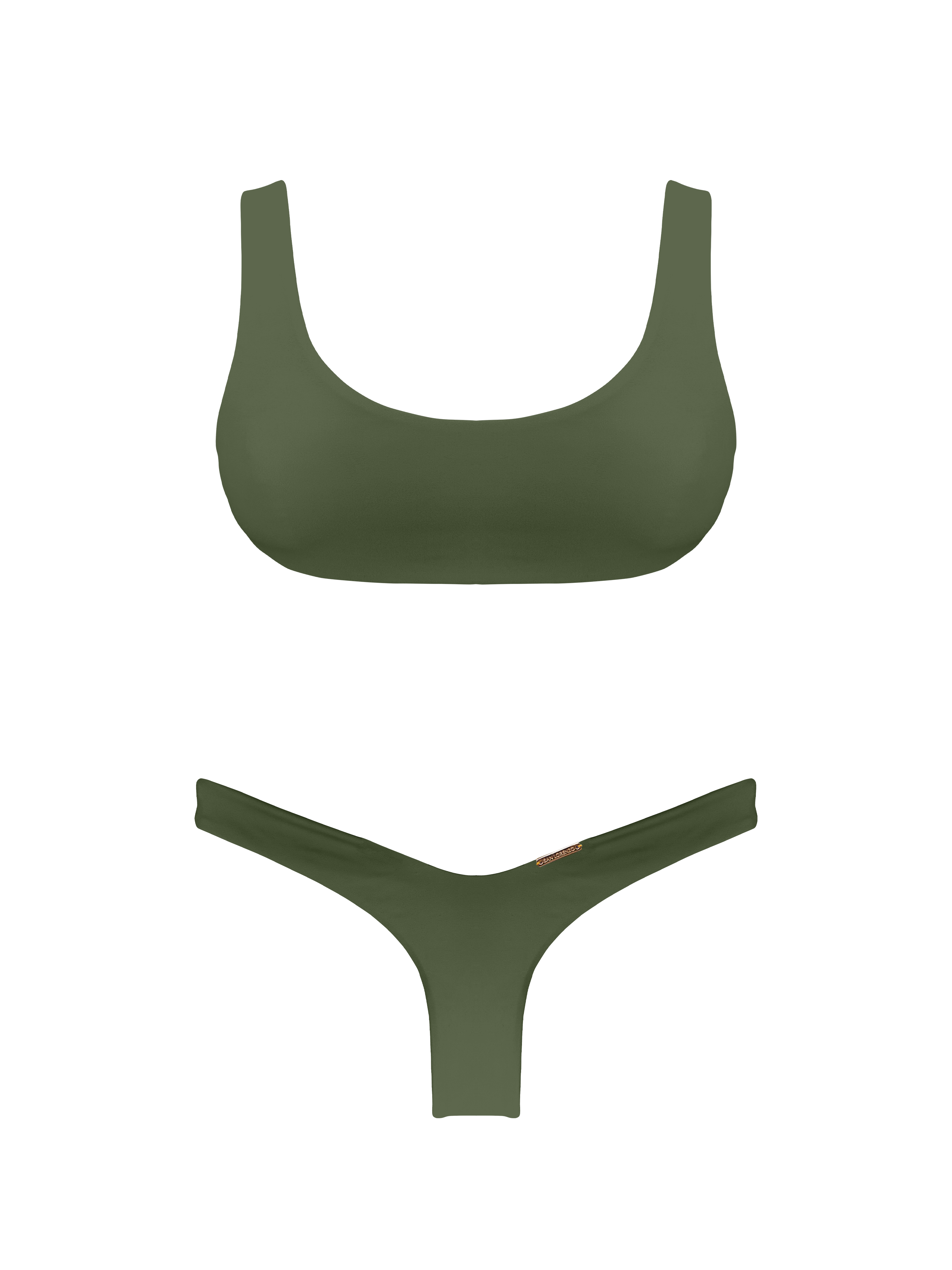 Coral Minty Tropics Scoop Neck Bikini Top