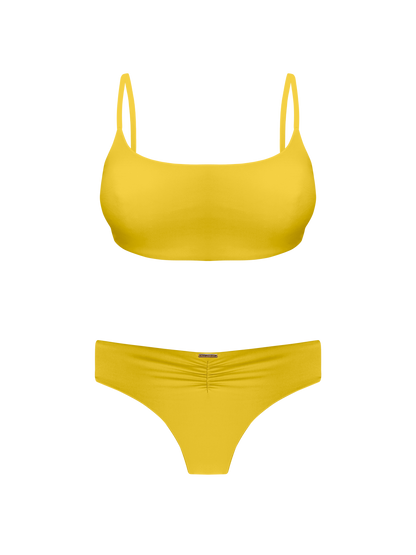 Coral Lemon Luster Sport Cross Back Bikini Top